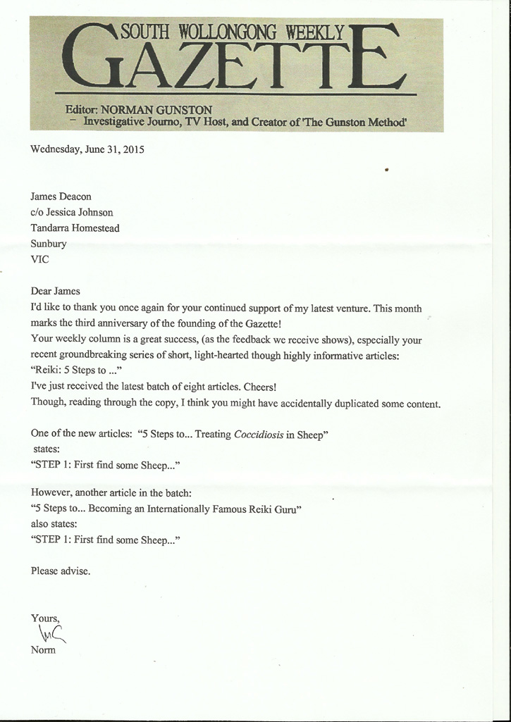 The South Wollongong Weekly Gazette: A letter fron the Editor