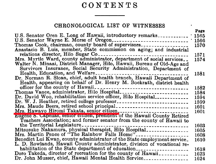 Takata Us Senate Special Committee 1961