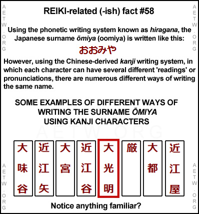 Different ways of writing the Japanese surname ōmiya using kanji characters